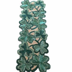 St Patricks Day Table Runner  Irish Clover Beaded Centerpiece Green Gold